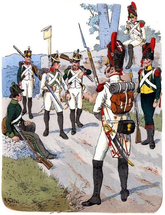 Tavola uniformologica: Fanteria di linea del Regno d'Italia, 1812
