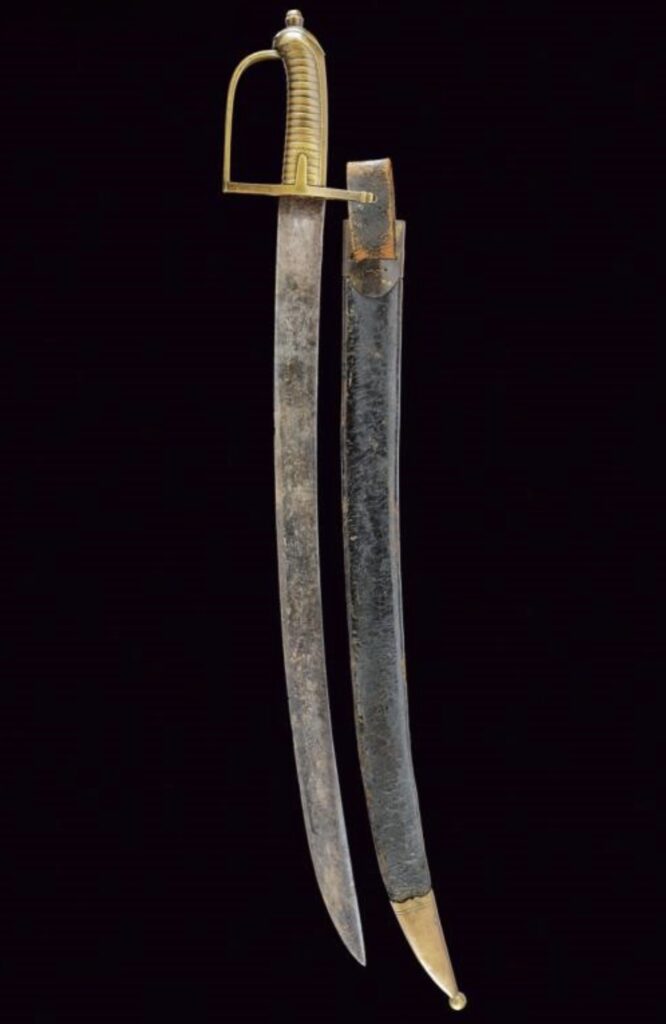 Sciabola briquet da fanteria francese con elsa in ottone e fodero in cuoio